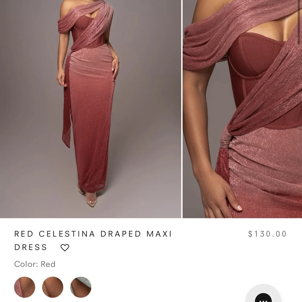 JLUXLABEL Burgundy Draped Maxi Dress - Picture 1 of 1